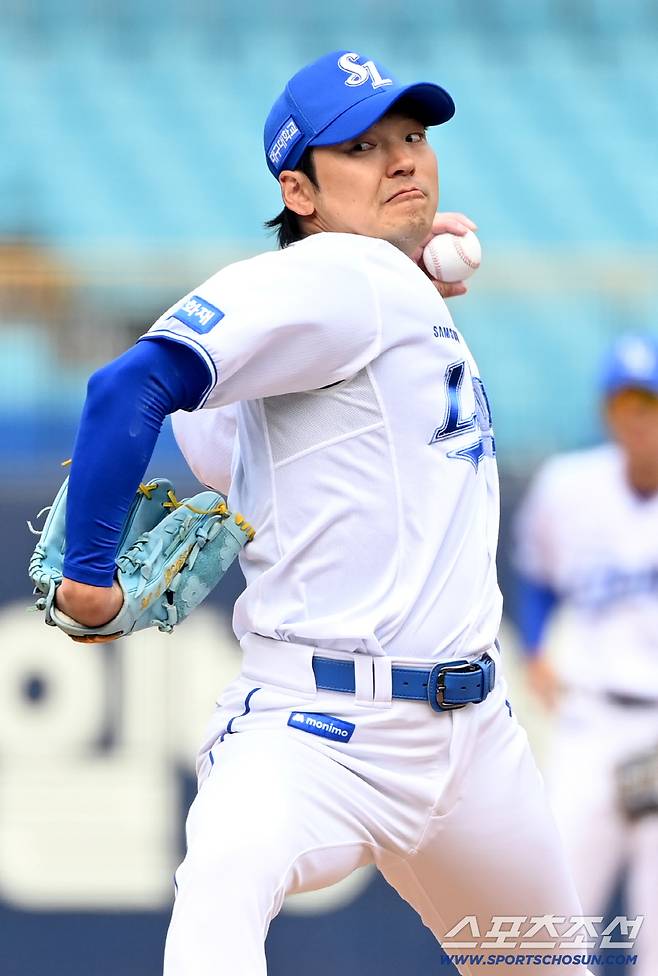 24일 대구삼성라이온즈파크에서 열린 KIA와 삼성의 시범경기. 5회초 삼성 백정현이 역투하고 있다. 대구=허상욱 기자wook@sportschosun.com/2026.03.24/