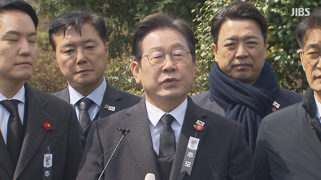 지난해 제77주년 제주4·3 추념식에 참석해 발언하는 이재명 당시 더불어민주당 대표 (사진, 오일령 기자)