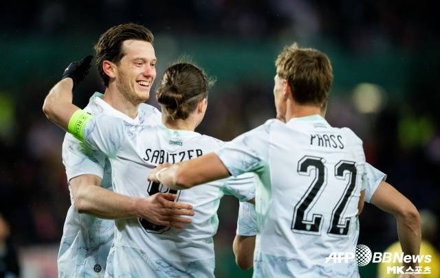 오스트리아는 28일(한국시간) 오스트리아 빈의 에른스트 하펠 슈타디온에서 열린 가나와의 2026 북중미월드컵 대비 평가전에서 5-1 대승했다. 사진(빈 오스트리아)=AFPBBNews=News1