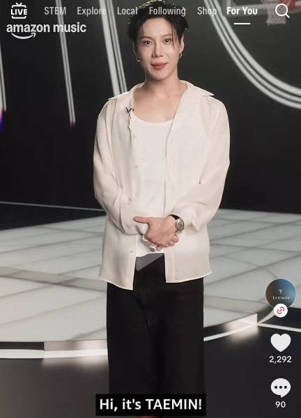 샤이니 태민의 달라진 외모가 화제다. /사진=아마존 뮤직 인스타그램