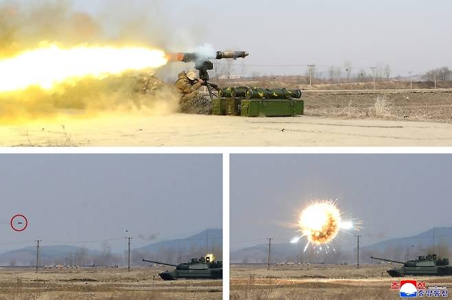 김정은, 신형 주력전차 요격 능력 평가시험 참관 - 김정은 북한 국무위원장이 국방과학원 장갑무기연구소에서 신형 주력전차 요격 능력 평가시험을 참관했다고 조선중앙통신이 29일 보도했다. 2026.3.29 연합뉴스