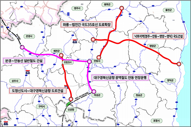 ▲ 안동시는 철도와 도로를 아우르는 5대 핵심 사업을 국가 상위계획에 반영해 경북 북부권 교통 중심지로 도약하겠다는 구상이다.