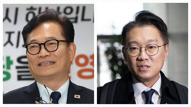 인천 계양을 6·3 보궐선거 출마 의사를 밝힌 송영길 전 더불어민주당 대표(왼쪽)와 김남준 전 청와대 대변인./뉴스1