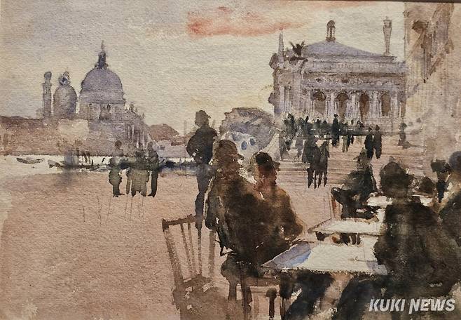 존 싱어 사전트, 베네치아 리바 데글리 스카아보니 카페(Café on the Riva degli Schiavoni), 베네치아, 약 1880~82, 종이에 수채화, 25.3x 34.3cm, 개인 소장