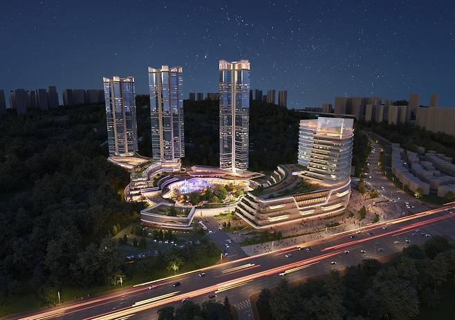 전 생애주기 복합케어 공간으로 구성될 ‘고려대 동탄병원’ 중심의 미래 복합 의료 플랫폼 조감도. 사진 제공=고려대의료원