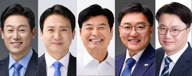 사진 왼쪽부터 민주당 고준일, 김수현, 이춘희, 조상호, 홍순식 세종시장 예비후보(가나다 순). (사진=선관위 자료 재구성)