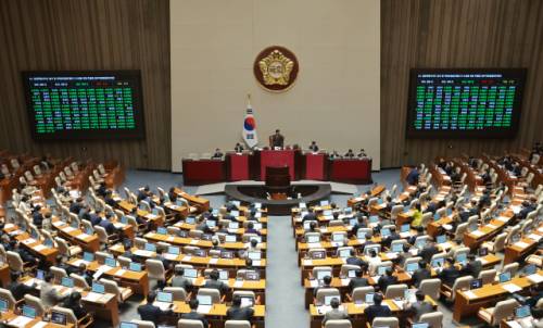 ◇31일 국회에서 열린 3월 임시국회 제3차 본회의에서 강원특별자치도 설치 및 미래산업글로벌도시 조성을 위한 특별법 일부개정법률안(대안)이 통과되고 있다. 연합뉴스