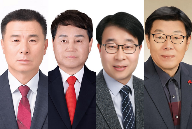 ▲ 왼쪽부터 국민의힘 신용주·이탕모, 더불어민주당 신용하·문창균 예비후보