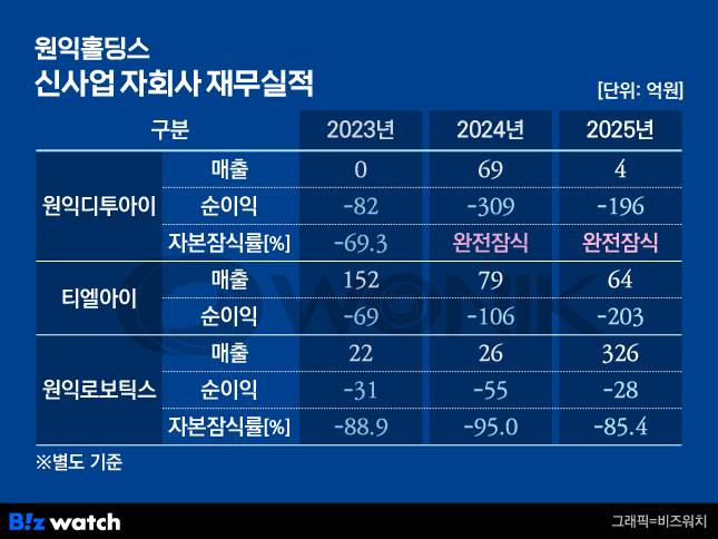 원익홀딩스 신사업 자회사 재무실적