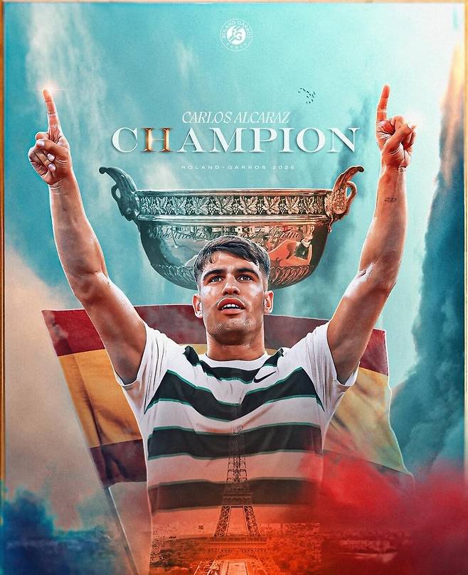 지난해 롤랑가로스 남자단식 2연패를 달성한 알카라스. 출처 롤랑가로스