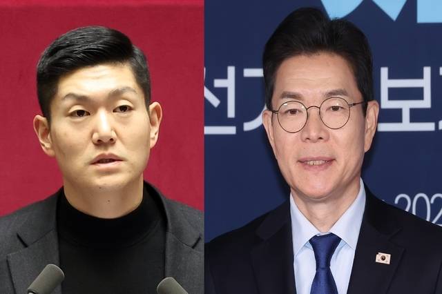 김재섭(왼쪽) 국민의힘 의원과 정원오 더불어민주당 서울시장 예비후보. 연합뉴스