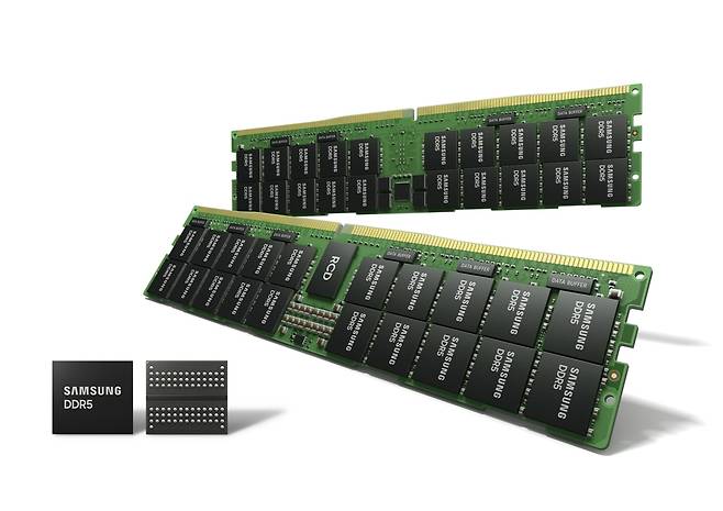 삼성전자의 DDR5 D램과 모듈. 삼성전자