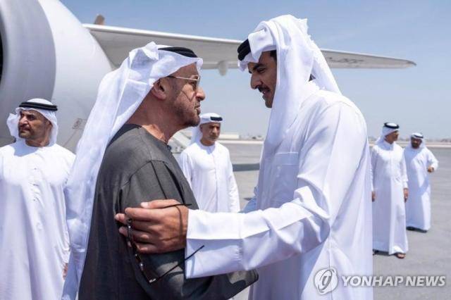 UAE 대통령(좌)와 카타르 군주 [사진=UPI 연합뉴스]