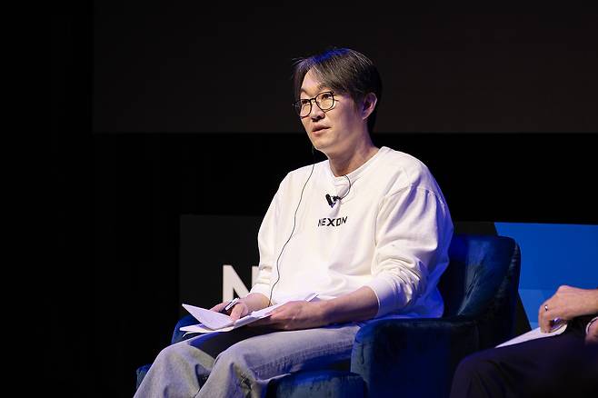 이정헌 넥슨 일본법인 대표가 31일(현지시간) 일본 도쿄 시부야구 스트림홀에서 열린 ‘자본시장브리핑(CMB) 2026’에서 참석해 발언하는 모습 [넥슨 제공]