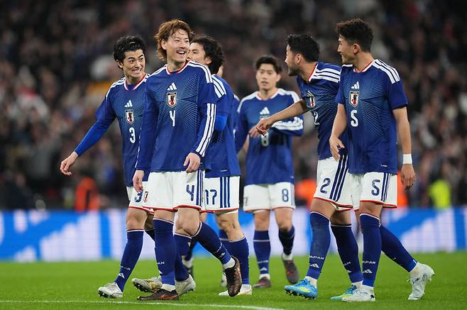 [런던=AP/뉴시스] 일본 축구대표팀. 2026.03.31.