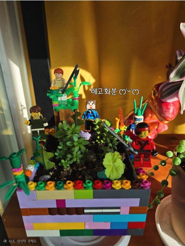 아들과 함께 만든 레고 화분. 박세화씨