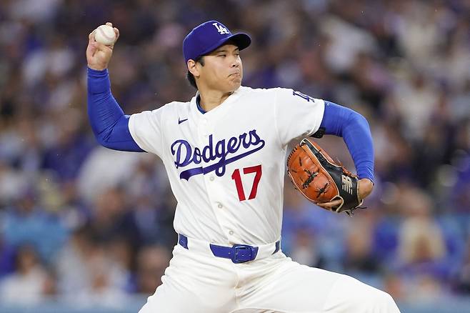 LA 다저스 오타니가 1일 클리블랜드전에서 역투하고 있다. AFP연합뉴스