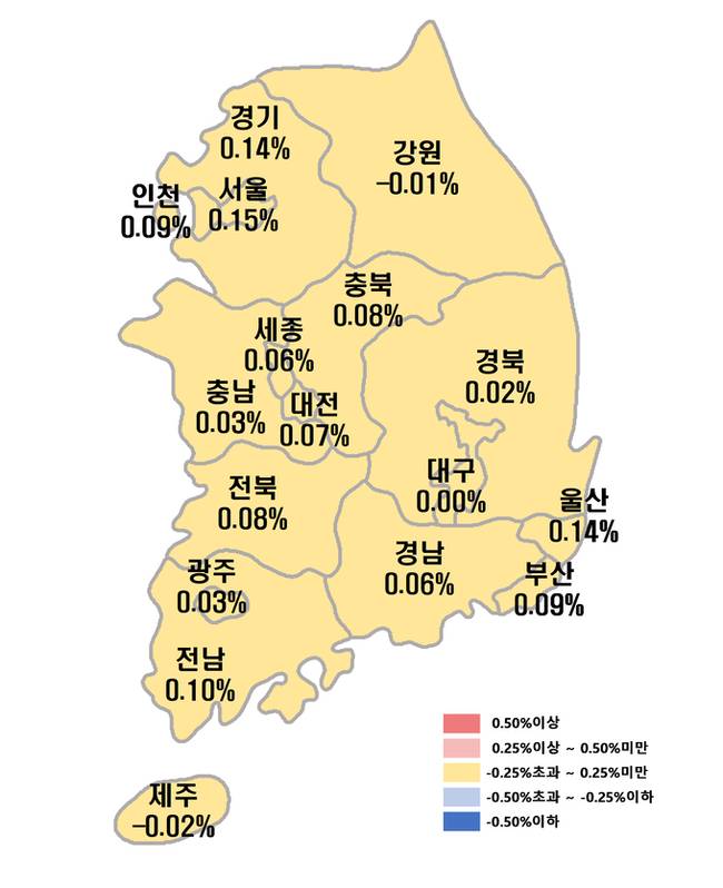 ▲ 2026년 3월 5주 시도별 아파트 전세가격지수 변동률