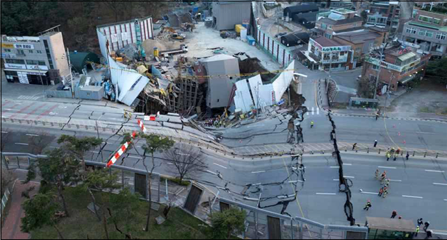 경기도 광명시 일직동에서 발생한 신안산선 5-2공구 2아치터널 붕괴사고 모습.(사진제공=국토교통부)