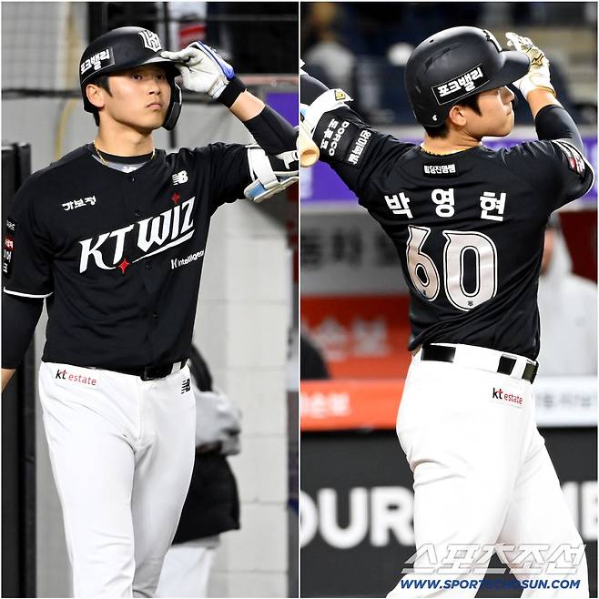 헬멧  쓴 모습이 다부지네. 배트를 힘차게 휘두르는 KT 박영현. 대전=허상욱 기자