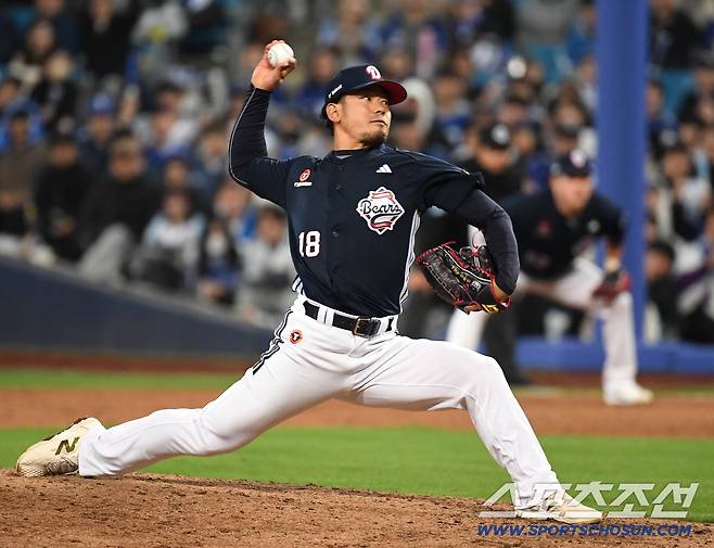 31일 대구 삼성라이온즈파크에서 열린 삼성과 두산의 경기. 투구하고 있는 두산 타무라. 대구=송정헌 기자songs@sportschosun.com/2026.03.31/