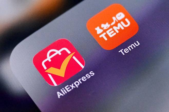 중국 이커머스 대표주자인 알리익스프레스와 테무의 앱 로고./AFP연합