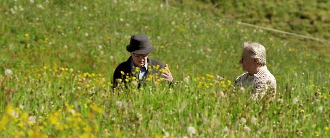 영화 ‘유스’에서 주인공 밸린저(왼쪽)는 오랜 친구 믹과 전립선 노화로 소변을 시원하게 보지 못하는 서로의 처지를 농담거리로 삼곤 한다. 그린나래미디어 제공