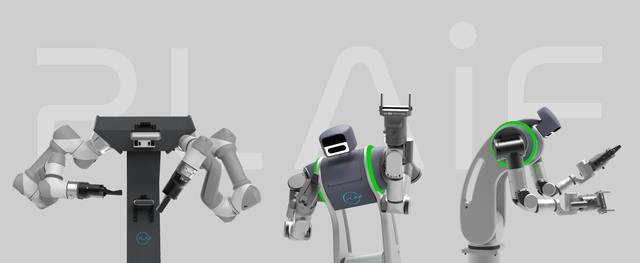 기존 플라잎 AI 양팔로봇 모델(왼쪽)과 V2 모델 이미지(중간, 오른쪽). (플라잎 제공)