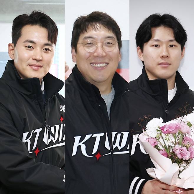 KT 한승택-김현수-최원준. KT 제공