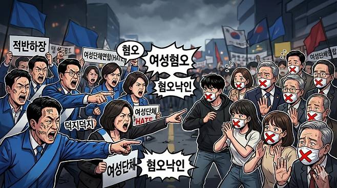 이준석 개혁신당 대표가 이른바 '혐오 낙인'을 비판하며 올린 인공지능 생성 이미지 (사진, 이 대표 SNS)