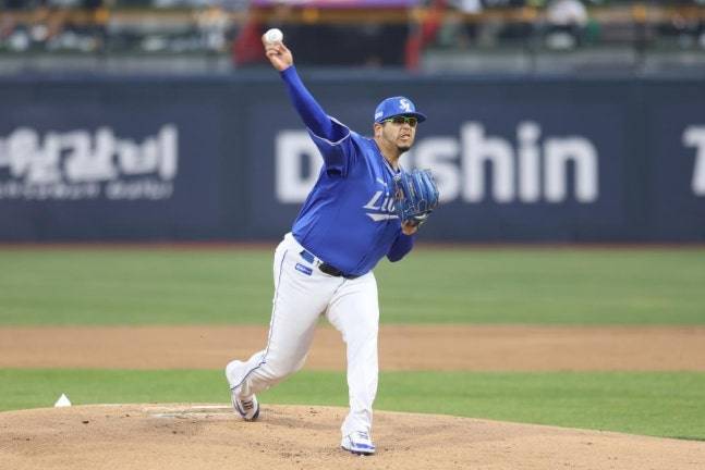 삼성 라이온즈가 개막 5연승을 달리던 KT 위즈에 올 시즌 첫 패전을 안겼다. 사진=삼성 라이온즈