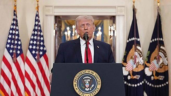 ▲ 이란 전쟁 관련 대국민 연설하는 트럼프 미국 대통령 [연합뉴스]