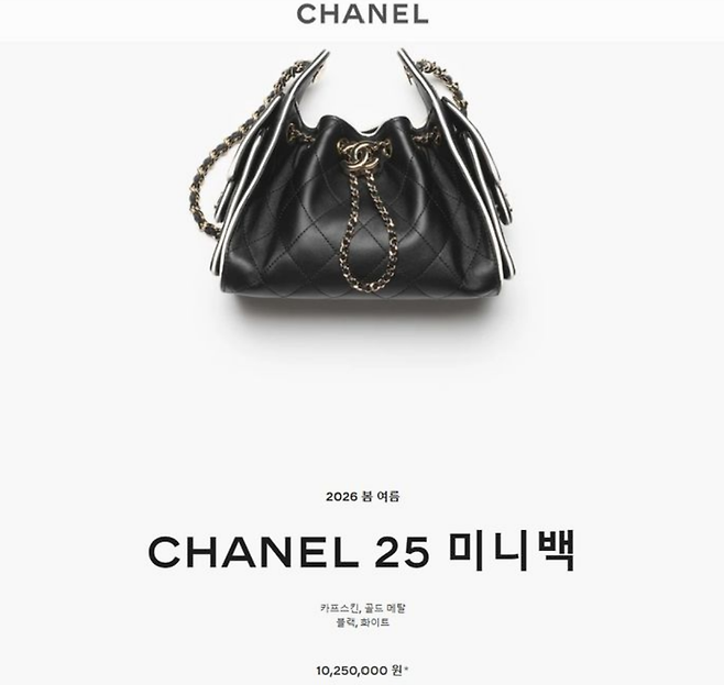 샤넬 25백. 샤넬 홈페이지 캡처