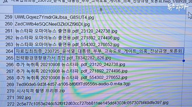 검찰이 봉지욱 뉴스타파 기자로부터 압수한 전자정보 목록 일부.