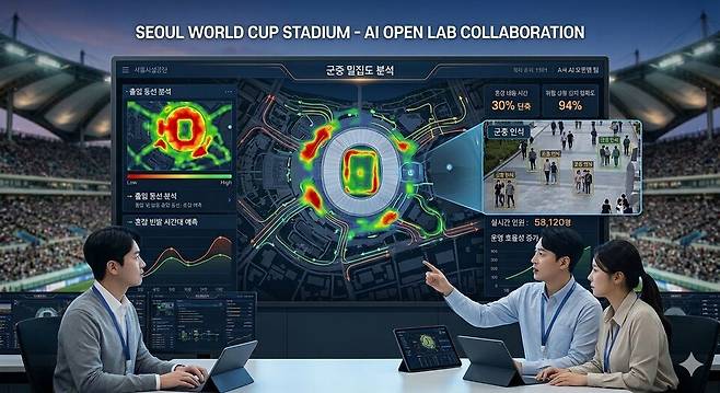 서울시설공단은 공공시설을 민간 AI 기업의 기술 실험 공간으로 개방하기 위한 상시 협업 플랫폼 'AI 오픈랩'을 전격 출범했다고 3일 밝혔다. 사진은 AI로 형성한 AI오픈랩 예시 모습 ⓒ서울시설공단 제공