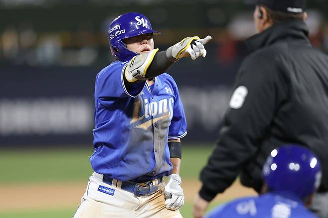 ▲ 6회 결승 3루타를 때린 삼성 류지혁 ⓒ삼성라이온즈