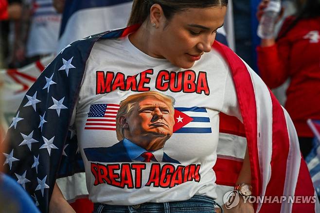미국 플로리다에서 열린 반(反)쿠바 정부 집회 [AFP 연합뉴스 자료사진]