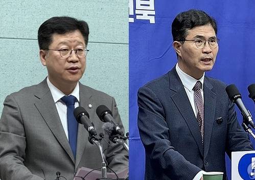 더불어민주당 전북지사 경선 후보 등록을 마친 안호영, 이원택 국회의원/연합뉴스