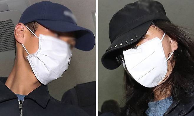20대 사위(왼쪽)와 시체유기 등 범행에 가담한 20대 딸이 지난&nbsp;2일 오전 구속 전 피의자 심문(영장실질심사)을 받기 위해 대구지법에 도착하고 있다.&nbsp; 사진=뉴스1