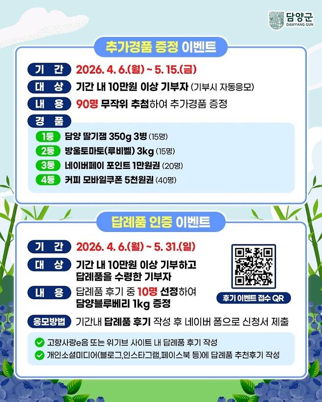 전남 담양군 고향사랑기부제 이벤트 안내 포스터. (담양군 제공)