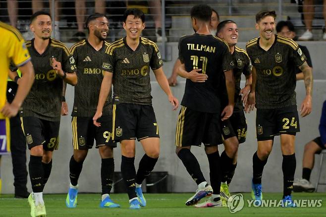 골 세리머니하는 LAFC 선수들. [Jayne Kamin-Oncea-Imagn Images=연합뉴스]