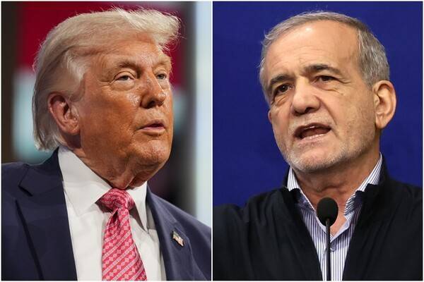 트럼프 미국 대통령(왼쪽)과 마수드 페제시키안 이란 대통령. AP·EPA 연합뉴스