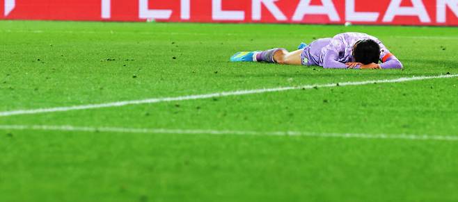 지난 1일(한국시간) 오스트리아 빈 에른스트 하펠 스타디움에서 열린 한국 축구 국가대표팀과 오스트리아의 평가전에서 손흥민이 본인의 슈팅이 득점에 실패하자 아쉬워하고 있다. 사진=연합뉴스