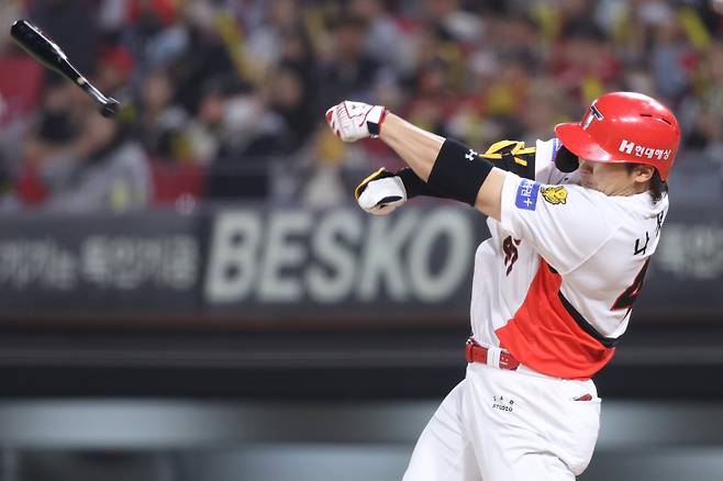 올 시즌 초반 2할대 타율에 머무는 나성범. 더 중요한 건 3할대 초반까지 떨어진 장타율이다. KIA 제공