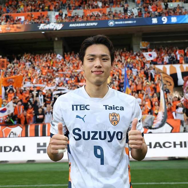 [서울=뉴시스] 일본 프로축구 J1리그 시미즈 S- 펄스의 오세훈. (사진=시미즈 S-펄스 SNS 캡처) 2026.04.05. photo@newsis.com *재판매 및 DB 금지