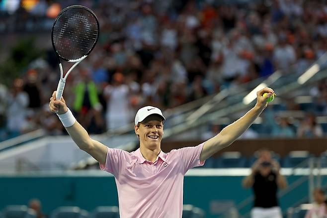 마이애미오픈 우승을 확정한 얀니크 신네르. 게티이미지코리아