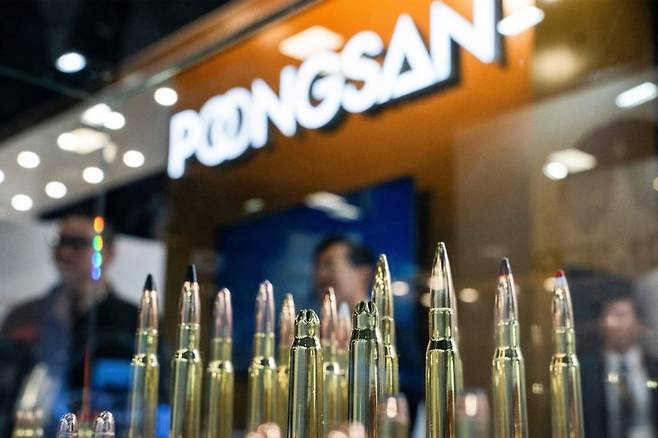 미국 방산 전시회 내 풍산 부스 / 사진=연합뉴스