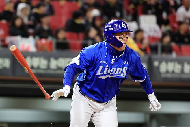 삼성 최형우가 7일 광주-기아 챔피언스 필드에서 열린 2026 KBO리그 정규시즌 KIA와 경기에서 8회초 1타점 적시 2루타를 치고 있다. 사진 | 광주=연합뉴스