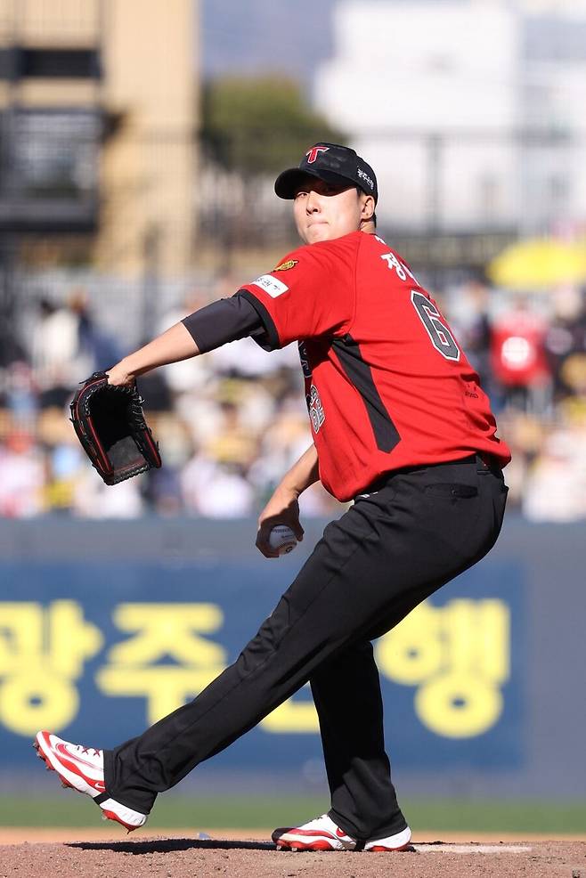 ▲ 5일 광주 NC전에서 11구 올직구 승부를 벌이며 삼자범퇴로 깔끔한 시즌 첫 세이브를 올린 정해영 ⓒKIA타이거즈