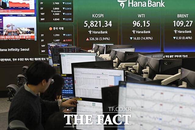 딜러들이 경제 현황을 분석하고 있다.